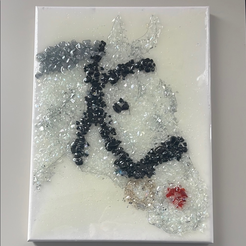 Elegant Horse Glass Art on Canvas